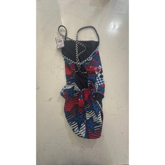 Women's Speedo Printed Double X Back 1Pc Overdrive True Cobalt 38 NWT - Picture 4 of 4